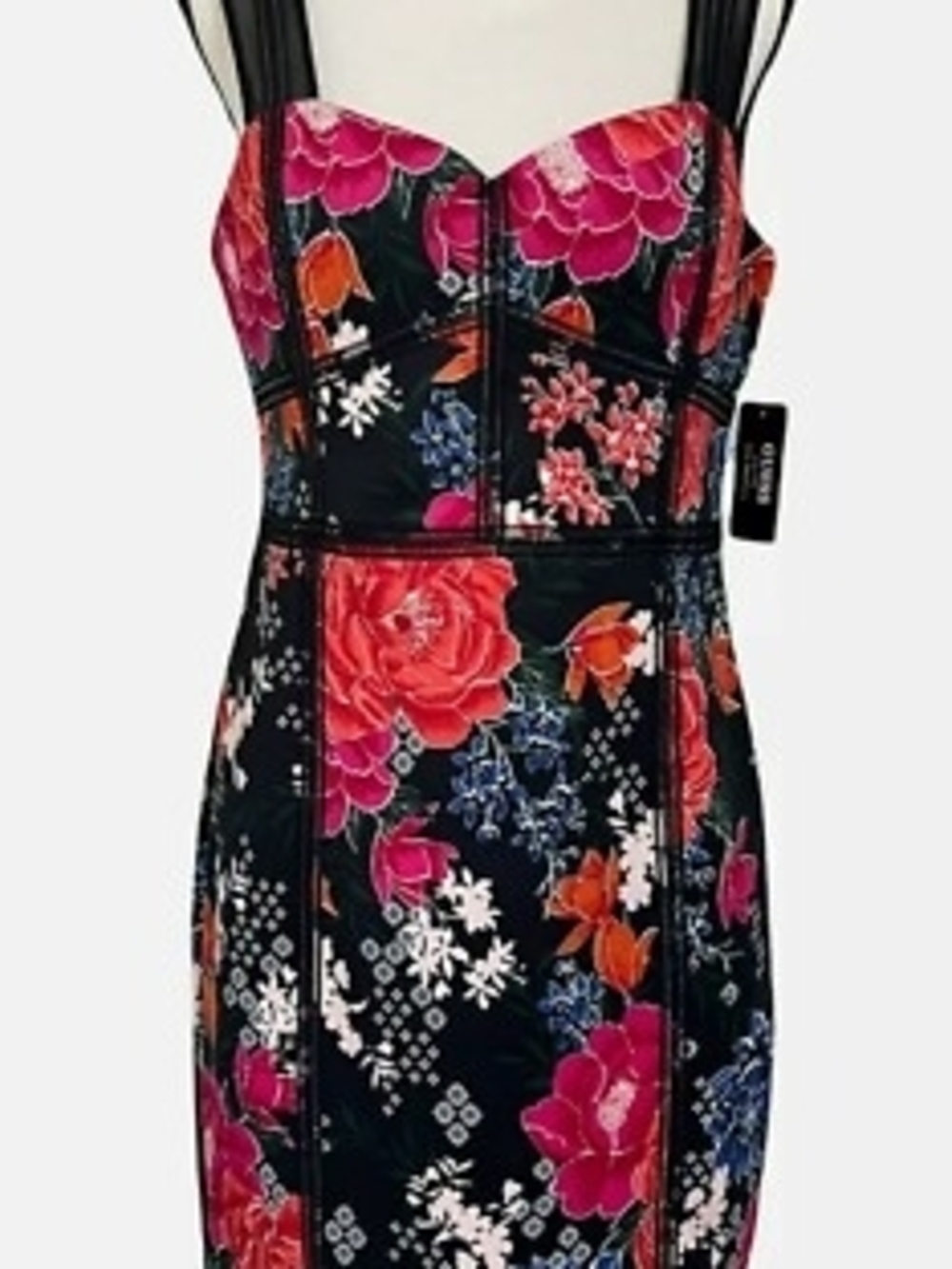 Black Floral V-Neck Sleeveless Dress